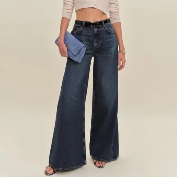 Reformation Denim - Reformation Addyson high rise wide leg jeans 27 ozark blue rigid denim NWT
